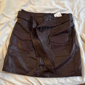 Plum Burgundy Lamb Leather Mini Skirt